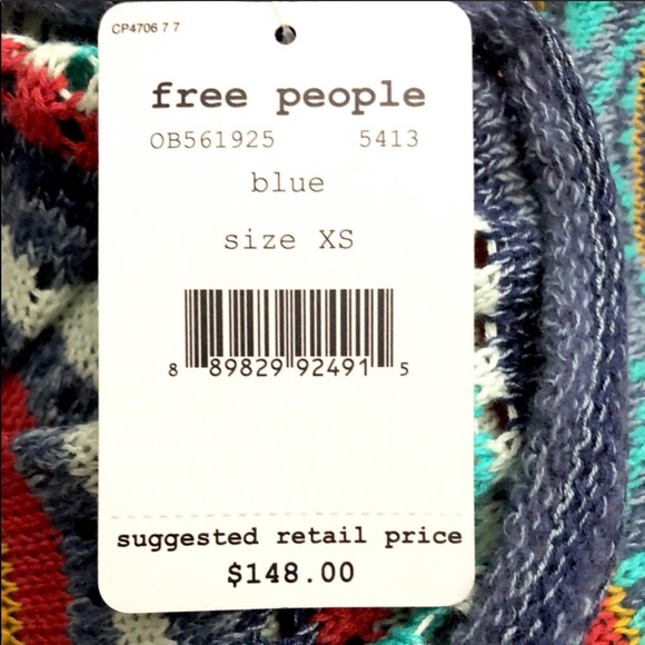 Free People 💕Rare Hearts Striped Knit Tunic NWT - Picture 6 of 6